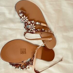 Rhinestone flat sandals